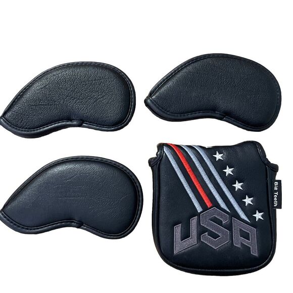 Big Teeth USA Mallet Putter Head Cover & Lob Wedge, 4 Iron 5 Iron Head Covers - Picture 2 of 6